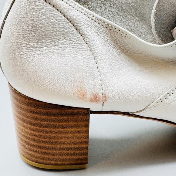 Repetto Shoes Womens 7 White Leather Lace Up Oxford Pump Block Heel Balletcore - Picture 11 of 14